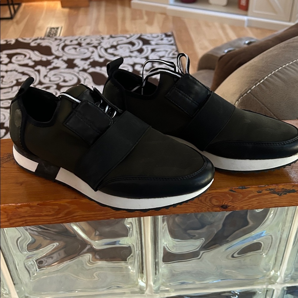Black and White  Camo Slip-On Sneakers